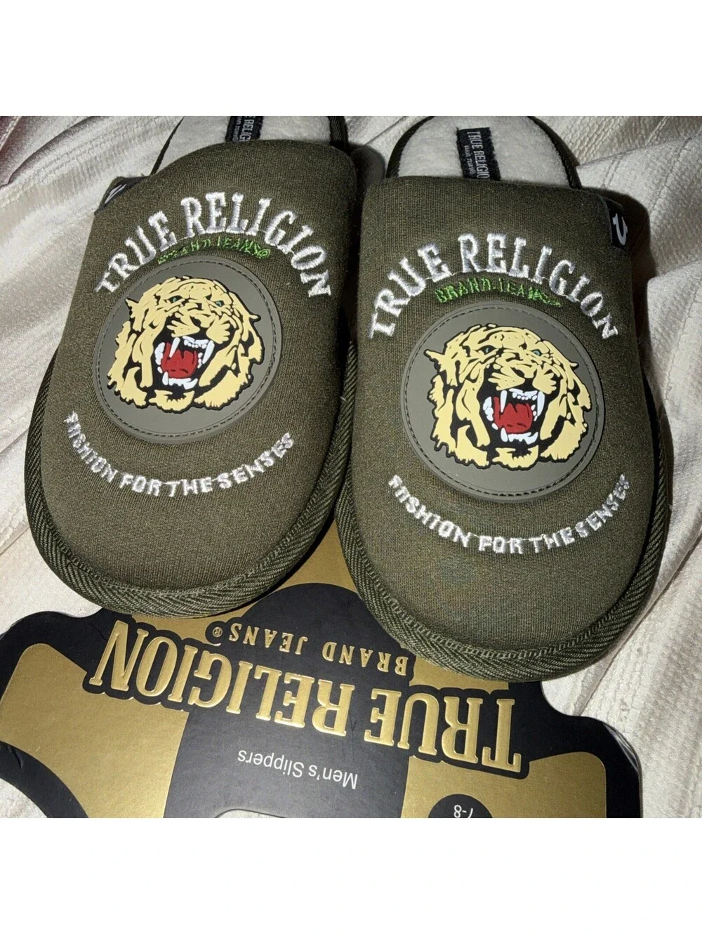 True Religion Men's Slippers Olive Green 